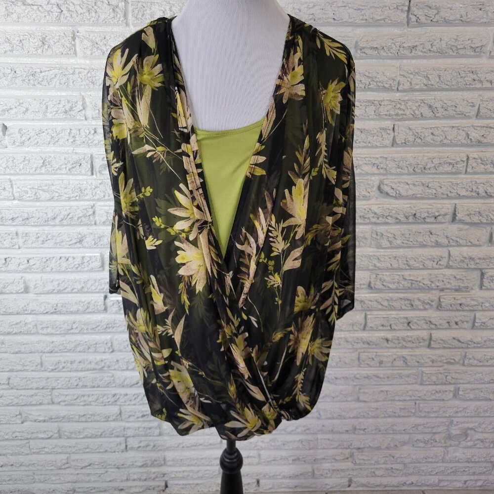 Catherines Womens Top 1X Plus Split Sleeve with Tank Lightweight FLO76E